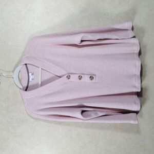 H161 J. Jill pink sweater knit waffle weave sweater XL